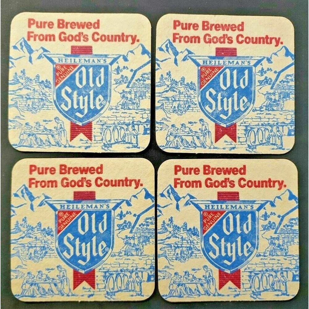 1970's Old Style Beer Glass Coasters 3.5" Heileman Brewing Co. (4) NOS PB61